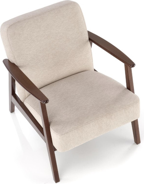 Изображение товара Кресло мягкое Halmar Milano (1S tap. Castel 15 бежевый/орех)