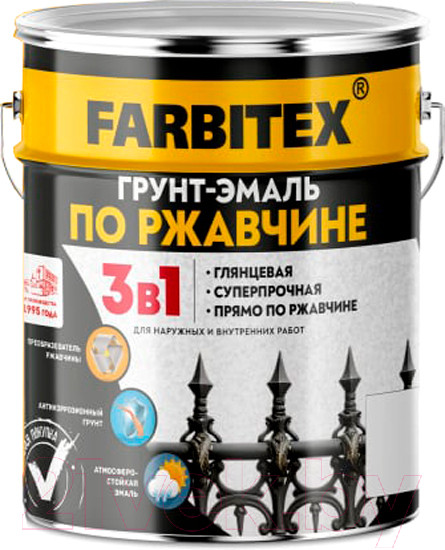 Изображение товара Грунт-эмаль Farbitex По ржавчине 3в1 (800г, красный)