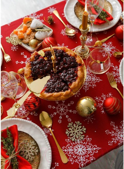 Изображение товара Скатерть Доляна Белые снежинки 149x180 / 4478732