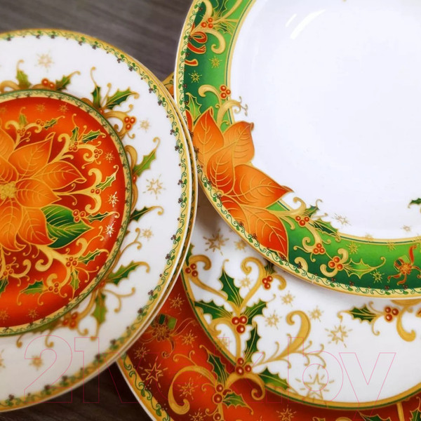 Изображение товара Тарелка закусочная (десертная) Lamart Рождественская звезда / LMR-22134