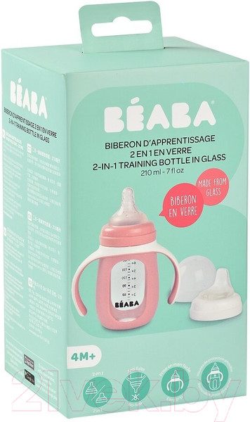 Изображение товара Поильник Beaba Biberon Verre Sil 913520 (210мл, Pink)