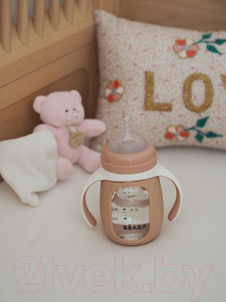 Изображение товара Поильник Beaba Biberon Verre Sil 913520 (210мл, Pink)