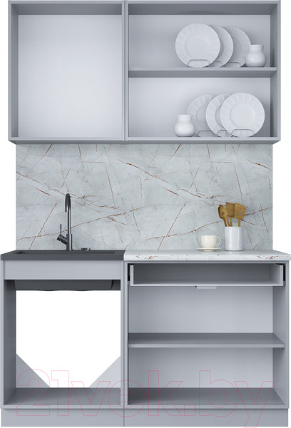 Изображение товара Кухонный гарнитур Интерлиния Мила Лайт 1.4-60 (бетон портленд/бетон портленд/дуб бунратти)