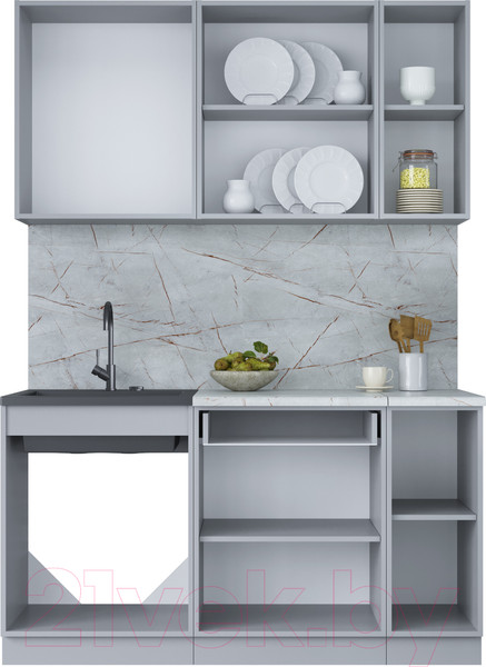 Изображение товара Кухонный гарнитур Интерлиния Мила Лайт 1.5 (бетон портленд/бетон портленд/дуб бунратти)