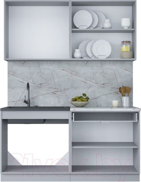 Изображение товара Кухонный гарнитур Интерлиния Мила Лайт 1.6 (бетон портленд/бетон портленд/дуб бунратти)