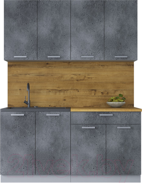 Изображение товара Кухонный гарнитур Интерлиния Мила Лайт 1.6 (бетон портленд/бетон портленд/дуб бунратти)