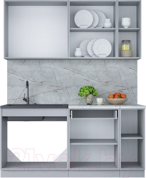 Изображение товара Кухонный гарнитур Интерлиния Мила Лайт 1.7 (бетон портленд/бетон портленд/дуб бунратти)