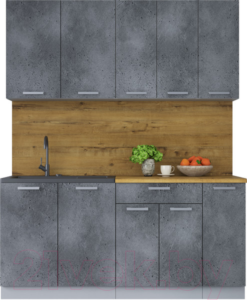 Изображение товара Кухонный гарнитур Интерлиния Мила Лайт 1.7 (бетон портленд/бетон портленд/дуб бунратти)