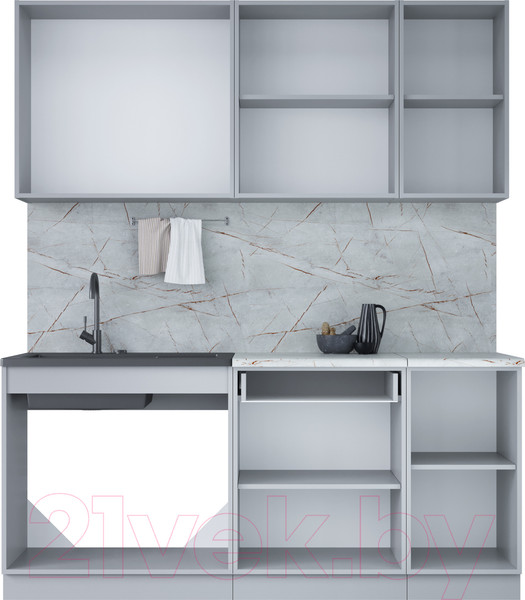 Изображение товара Кухонный гарнитур Интерлиния Мила Лайт 1.8 (бетон портленд/бетон портленд/дуб бунратти)