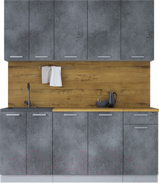 Изображение товара Кухонный гарнитур Интерлиния Мила Лайт 1.8-60 (бетон портленд/бетон портленд/дуб бунратти)