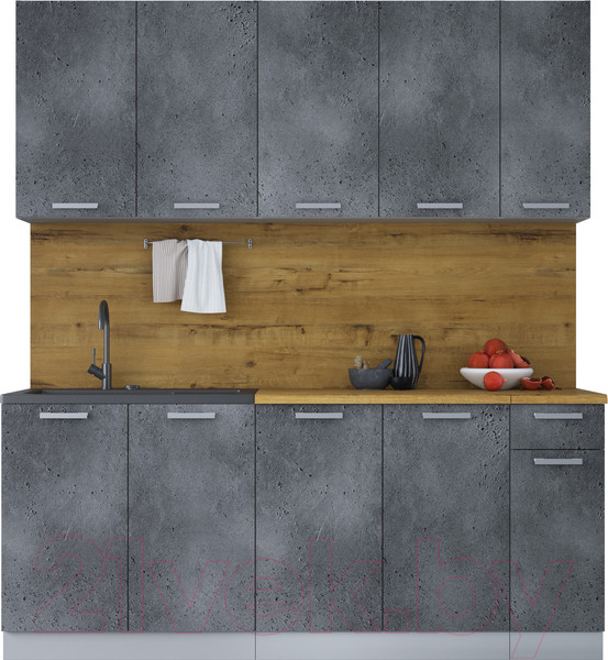 Изображение товара Кухонный гарнитур Интерлиния Мила Лайт 1.9 (бетон портленд/бетон портленд/дуб бунратти)