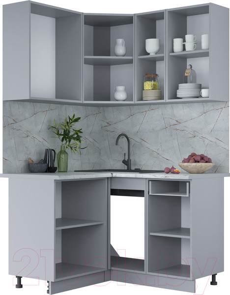 Изображение товара Кухонный гарнитур Интерлиния Мила Лайт 1.2x1.4 (бетон портленд/бетон портленд/дуб бунратти)