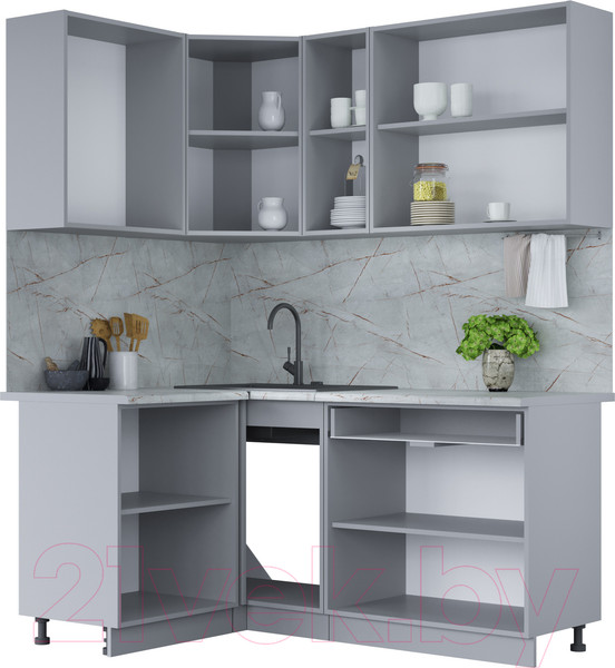 Изображение товара Кухонный гарнитур Интерлиния Мила Лайт 1.2x1.7 (бетон портленд/бетон портленд/дуб бунратти)