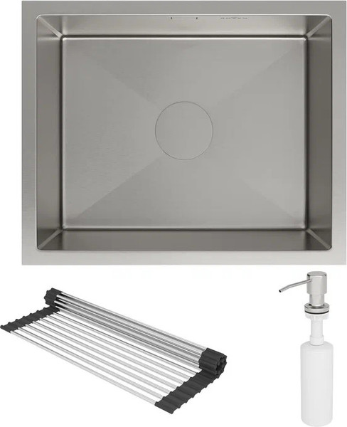 Изображение товара Мойка кухонная Roxen Uno 560210-54 под столешницу с ролл-матом и дозатором (сатин)