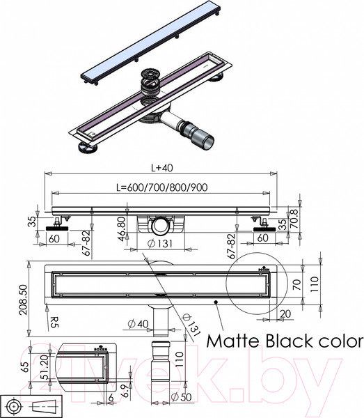 Изображение товара Трап для душа Roxen Supra Black 91050-80