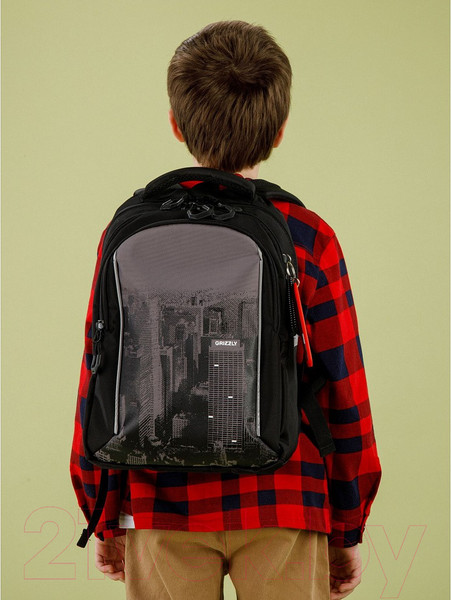 Изображение товара Школьный рюкзак Grizzly RB-452-5 (черный/серый)
