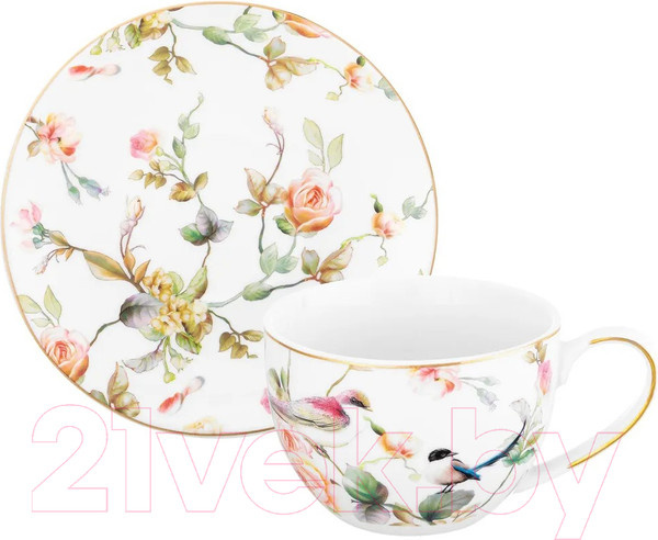 Изображение товара Чашка с блюдцем Elan Gallery Певчие птички /