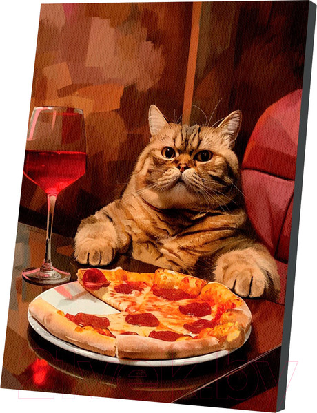 Изображение товара Картина по номерам Школа талантов Котик за ужином / 10524528