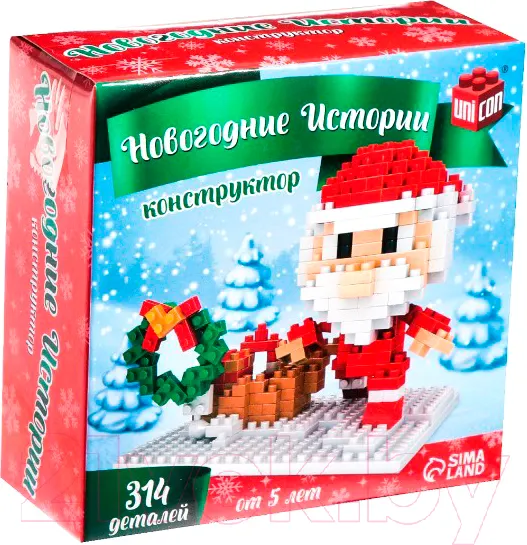 Изображение товара Конструктор Unicon Новогодние истории. Дед Мороз 607A / 7656578 (314эл)