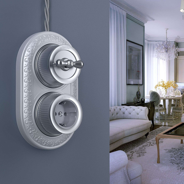 Изображение товара Розетка Werkel Ретро W5771022 (матовый хром)