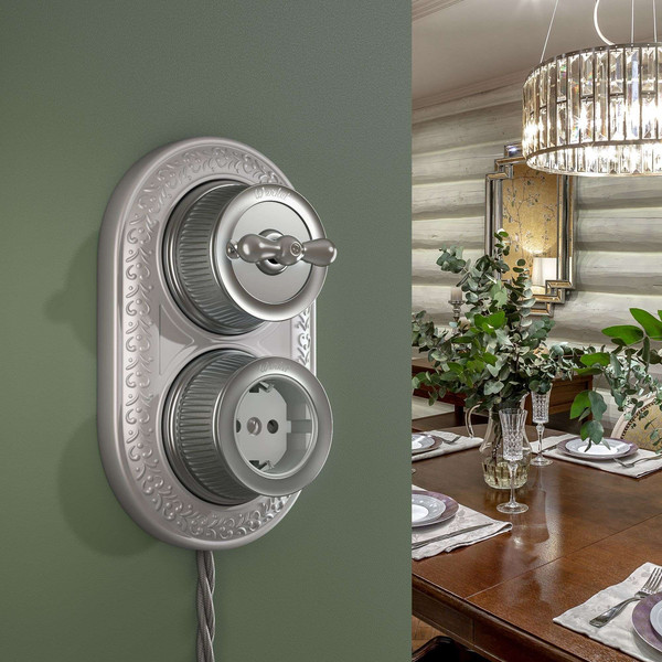 Изображение товара Розетка Werkel Ретро W5771022 (матовый хром)