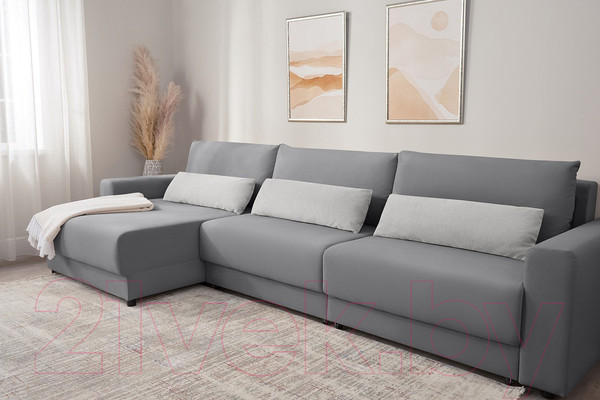 Изображение товара Диван угловой Mio Tesoro Таун 264 1.5ек-1.5ек-1.5пф (1363 серый)