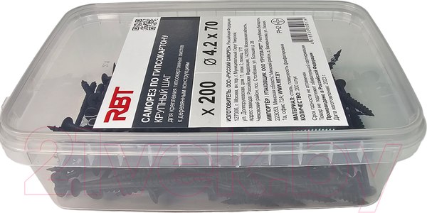 Изображение товара Саморез RBT СГКД/Ф 4.2x70 крупный шаг (200шт)