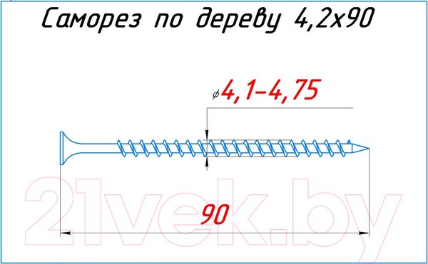 Изображение товара Саморез RBT СГКД/Ф 4.2x90 крупный шаг (200шт)