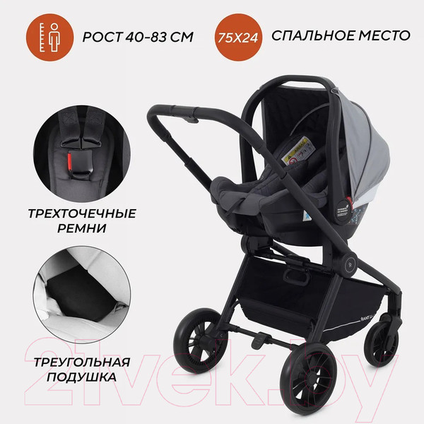 Изображение товара Детская универсальная коляска Rant Energy Basic 3 в 1 2024 / RA092 (серый)