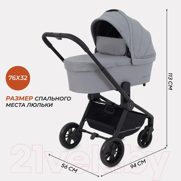 Изображение товара Детская универсальная коляска Rant Energy Basic 3 в 1 2024 / RA092 (серый)