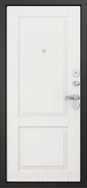 Изображение товара Входная дверь Mastino F4 Family Eco PP черный муар металлик/E-1 авокадо/белый софт (86x205, правая)