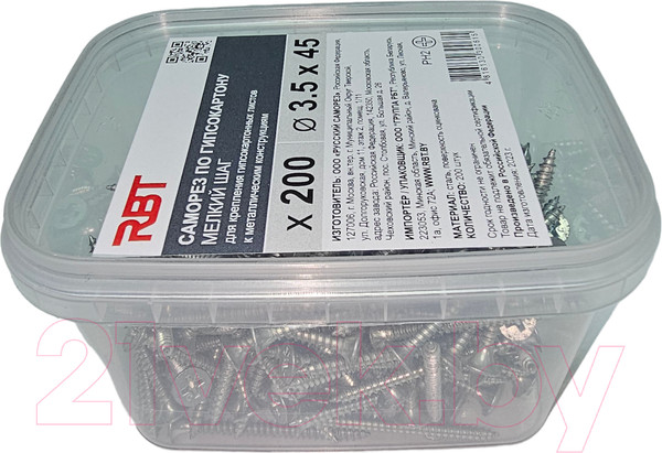 Изображение товара Саморез RBT СГКМ/Ц 3.5x45 мелкий шаг (200шт)