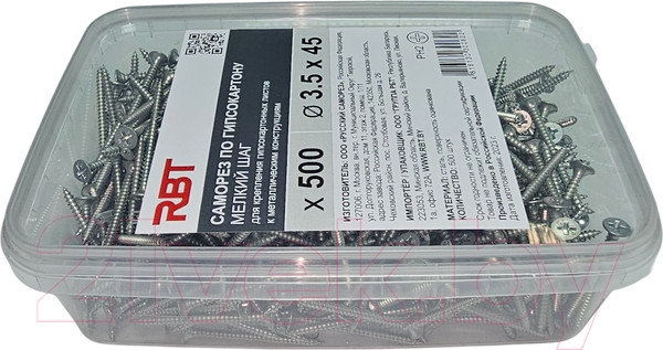 Изображение товара Саморез RBT СГКМ/Ц 3.5x45 мелкий шаг (500шт)