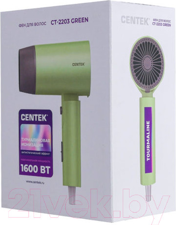 Изображение товара Компактный фен Centek CT-2203 (зеленый)