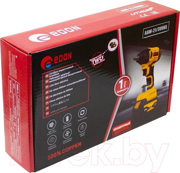 Изображение товара Аккумуляторный гайковерт Edon AAW-21 / 300BL