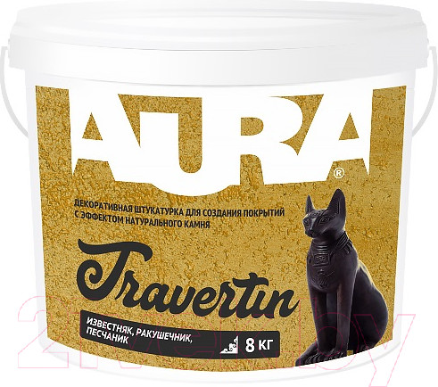 Изображение товара Штукатурка готовая декоративная Aura Dekor Travertin (8кг, белый)