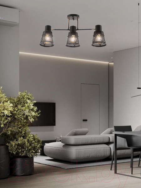 Изображение товара Люстра Aitin-Pro НПБ 02-3x60-101 / 6074/3 (черный/золото)