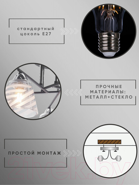 Изображение товара Люстра Aitin-Pro НПБ 02-5x60-101 / 70024/5 (черный/хром)