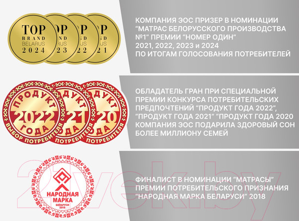 Изображение товара Матрас для садовой мебели EOS Топп 12 55x190 (премиум Soft Elegant)