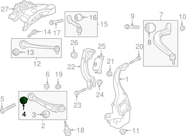 Изображение товара Сайлентблок рычага подвески Volkswagen 4H0407182C