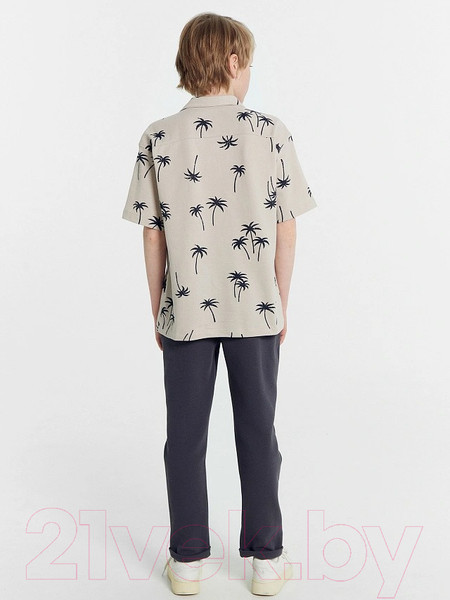 Изображение товара Рубашка детская Mark Formelle 113445 (р.134-68, пальмы на тепло-сером)