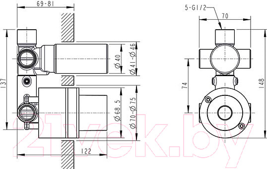 Изображение товара Встраиваемый механизм смесителя Bravat D969C-A-ENG