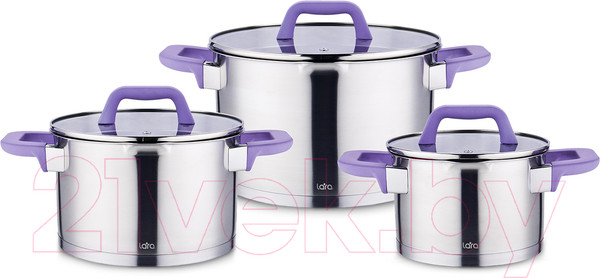 Изображение товара Набор кастрюль Lara LR02-126 (лаванда)