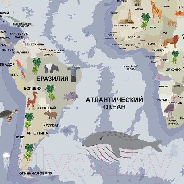 Изображение товара Фотообои листовые Citydecor Детская Карта мира 340 (200x140см)