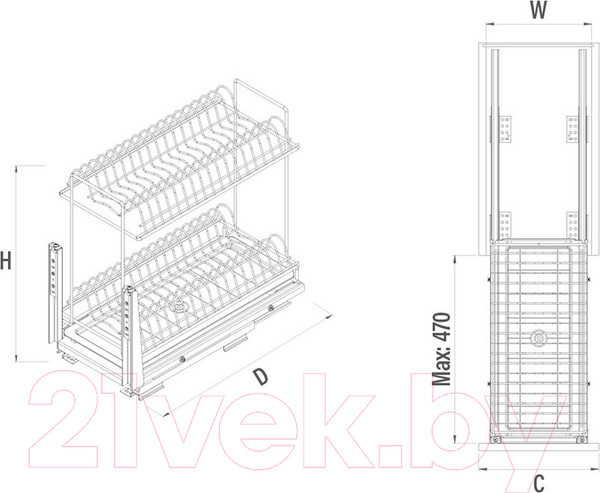 Изображение товара Корзина-сушка выдвижная Starax Tandem S-2111-A (антрацит)