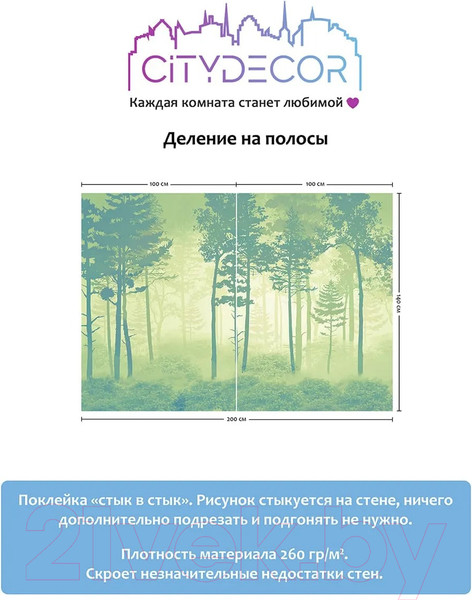 Изображение товара Фотообои листовые Citydecor Таинственный лес 11 (200x140см)