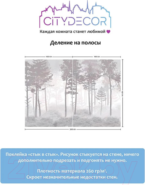 Изображение товара Фотообои листовые Citydecor Таинственный лес 15 (200x140см)