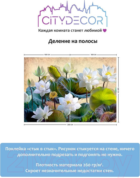 Изображение товара Фотообои листовые Citydecor Цветы и Растения 163 (200x140см)