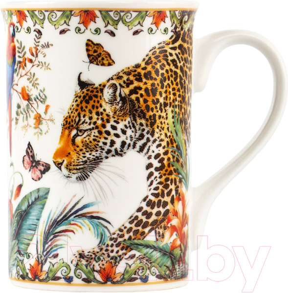 Изображение товара Кружка с ложкой SIJ Леопард GC2409 (с ложкой и подставкой)