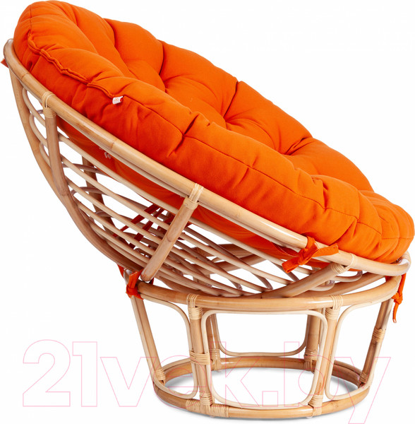 Изображение товара Кресло садовое Tetchair Papasan Eco P115-1/SP STD c подушкой, ремешками (натуральный/ткань оранжевый)